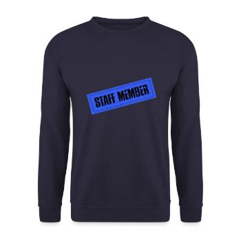 Staff Mitglied - Unisex Pullover - Navy - Vorne - Alina (178cm) & Michal (187cm)