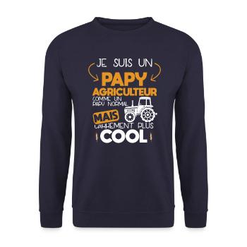 Papy - Agriculteur - Agricole - Ferme - Cadeau - Sweat-shirt Unisexe - marine - Devant - Alina (178cm) & Michal (187cm)