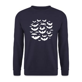 Fledermäuse - T-Shirts, Sweatshirts, Hüte & Rucksäcke - Unisex Pullover - Navy - Vorne - Alina (178cm) & Michal (187cm)
