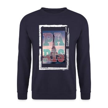 Paris Eiffelturm Frankreich Stadt Skyline Heimat - Unisex Pullover - Navy - Vorne - Alina (178cm) & Michal (187cm)