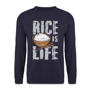 Rice Is Life Rice Bowl - Unisex Sweatshirt - navy - Front - Alina (178cm) & Michal (187cm)