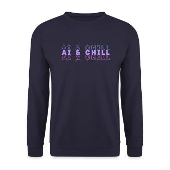 AI and Chill - Unisex Pullover - Navy - Vorne - Alina (178cm) & Michal (187cm)