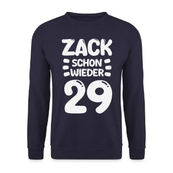 Zack 29 again! Birthday - Unisex Sweatshirt - navy - Front - Alina (178cm) & Michal (187cm)