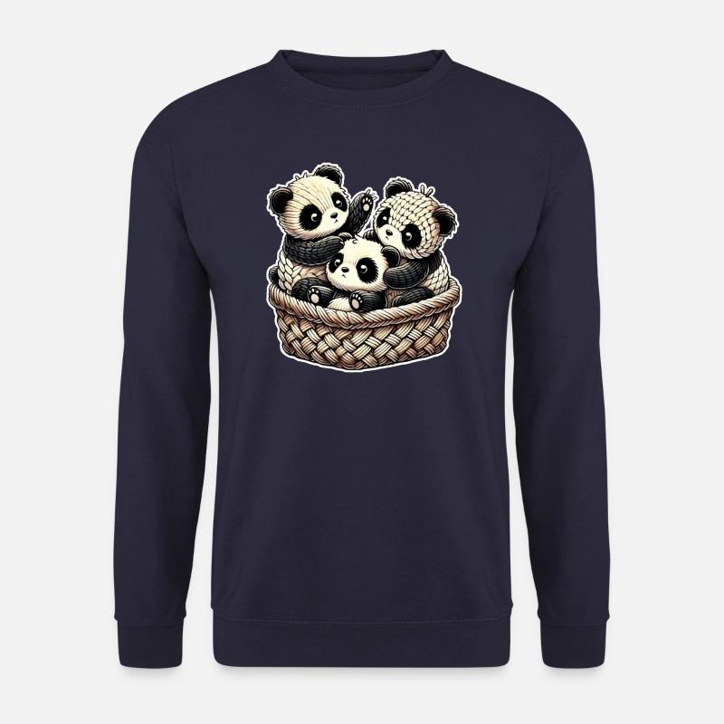 Strick Panda Drillinge - Unisex Pullover - Navy