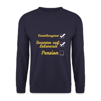 Beamter auf Lebenszeit - Unisex Pullover - Navy - Vorne - Alina (178cm) & Michal (187cm)