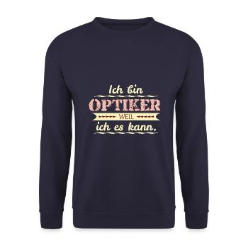 optiker weil ich es kann - Unisex Pullover - Navy - Vorne - Alina (178cm) & Michal (187cm)
