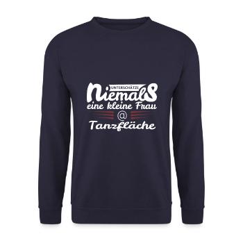 kleine Frau auf der Tanzfläche - Unisex Pullover - Navy - Vorne - Alina (178cm) & Michal (187cm)