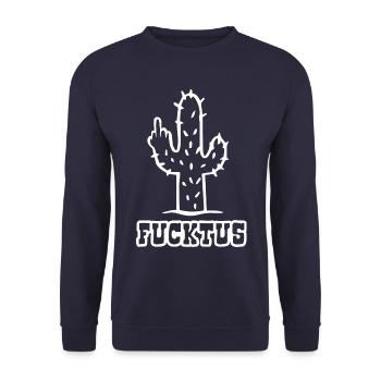 Fucktus - Fuck you Kaktus - Mittelfinger - Unisex Pullover - Navy - Vorne - Alina (178cm) & Michal (187cm)