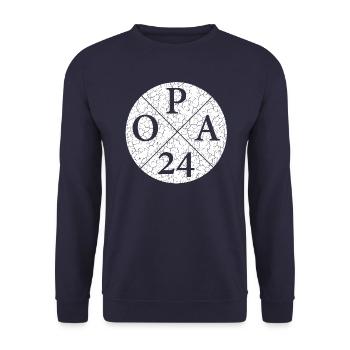 OPA24, opa 24, Opa 2024 - Unisex Pullover - Navy - Vorne - Alina (178cm) & Michal (187cm)