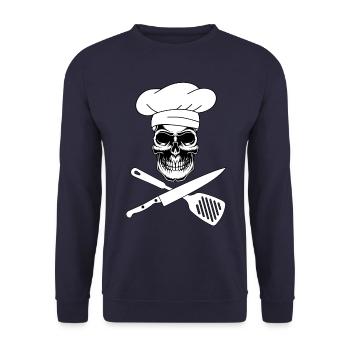 Koch Totenkopf - Unisex Pullover - Navy - Vorne - Alina (178cm) & Michal (187cm)