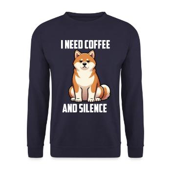 I Need Coffee and Silence Akita Akitabesitzer - Unisex Pullover - Navy - Vorne - Alina (178cm) & Michal (187cm)