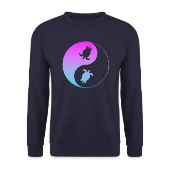 Schildkröte Turtle - Unisex Pullover - Navy - Vorne - Alina (178cm) & Michal (187cm)