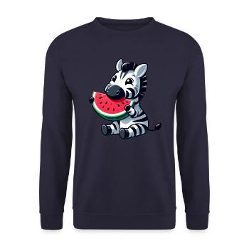 Zebra Melone Wassermelone Frucht Fruchtig - Unisex Pullover - Navy - Vorne - Alina (178cm) & Michal (187cm)