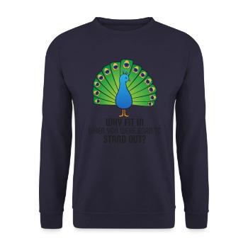 Paon coloré: né pour se démarquer! Cadeau d'oiseau - Sweat-shirt Unisexe - marine - Devant - Alina (178cm) & Michal (187cm)
