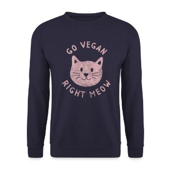 Go Vegan Right Meow Cat Face Gift - Unisex Sweatshirt - navy - Front - Alina (178cm) & Michal (187cm)