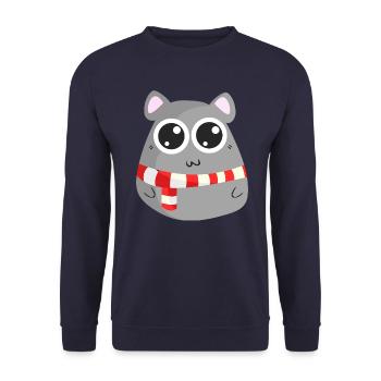 Kawaii chinchilla with scarf - Christmas / winter - Unisex Sweatshirt - navy - Front - Alina (178cm) & Michal (187cm)