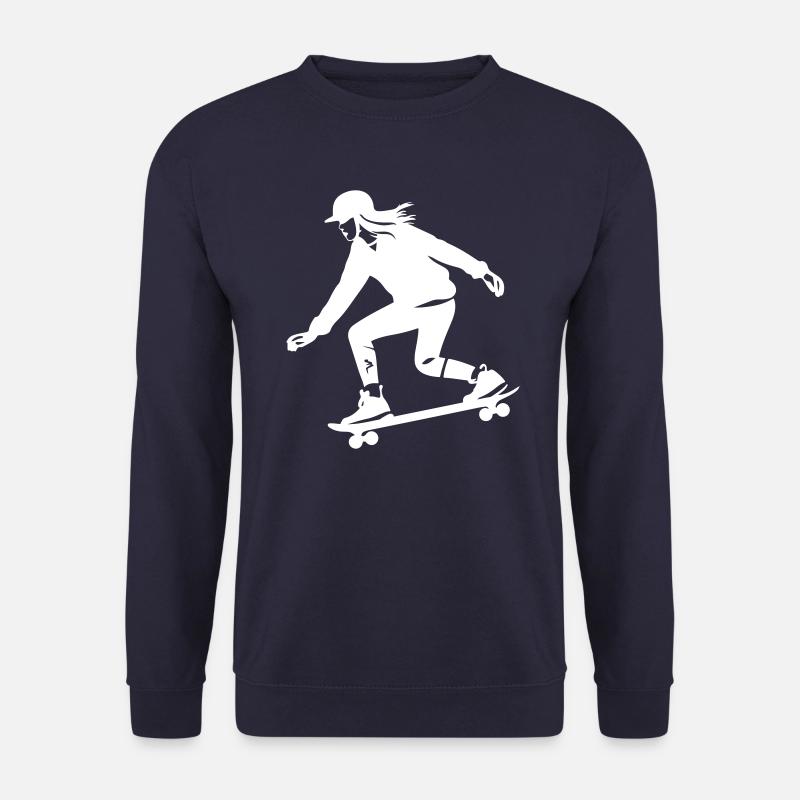 Skateboarding Frau Silhouette Skateboard - Unisex Pullover - Navy