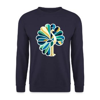 Abstract peacock with bright colors - Unisex Sweatshirt - navy - Front - Alina (178cm) & Michal (187cm)