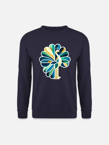 Abstrakter Pfau mit leuchtenden Farben - Unisex Pullover - Navy