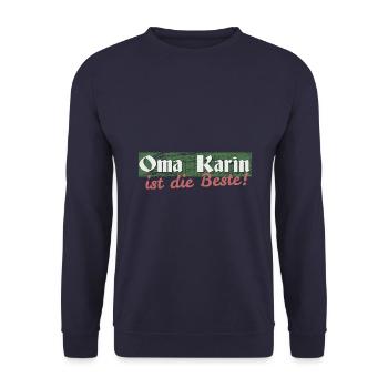 Oma Karin - Unisex Pullover - Navy - Vorne - Alina (178cm) & Michal (187cm)