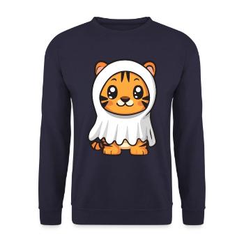 Tigre Halloween Bande dessinée Fantôme - Sweat-shirt Unisexe - marine - Devant - Alina (178cm) & Michal (187cm)