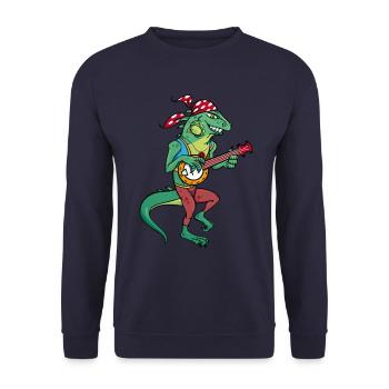 Tzigane iguane avec Banjo - Sweat-shirt Unisexe - marine - Devant - Alina (178cm) & Michal (187cm)