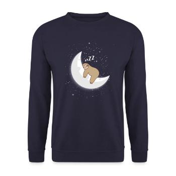Sleeping sloth on moon pajamas - Unisex Sweatshirt - navy - Front - Alina (178cm) & Michal (187cm)