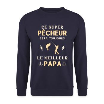 Meilleur Super Papa Pêcheur Pêche Humour - Sweat-shirt Unisexe - marine - Devant - Alina (178cm) & Michal (187cm)