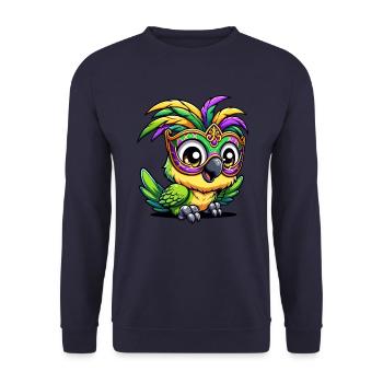 Mardi Gras Parrot, Colorful Plumage - Unisex Sweatshirt - navy - Front - Alina (178cm) & Michal (187cm)