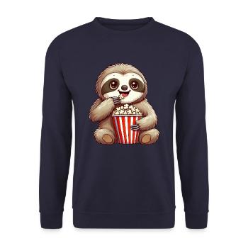 Paresseux en costume de carnaval, pop-corn de cinéma - Sweat-shirt Unisexe - marine - Devant - Alina (178cm) & Michal (187cm)