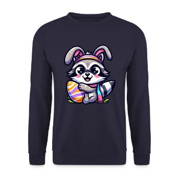 Oster Waschbär Ei Verkleidung Cartoon - Unisex Pullover - Navy - Vorne - Alina (178cm) & Michal (187cm)