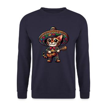Cinco de Mayo Chat du Bengale dans le style Mariachi - Sweat-shirt Unisexe - marine - Devant - Alina (178cm) & Michal (187cm)