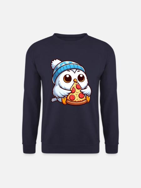 Eule Schneeeule Pizza Pizzaliebhaber Winter - Unisex Pullover - Navy