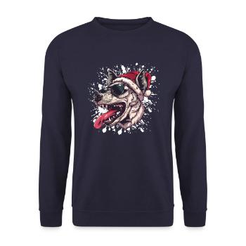 Hyène Noël drôle - Sweat-shirt Unisexe - marine - Devant - Alina (178cm) & Michal (187cm)