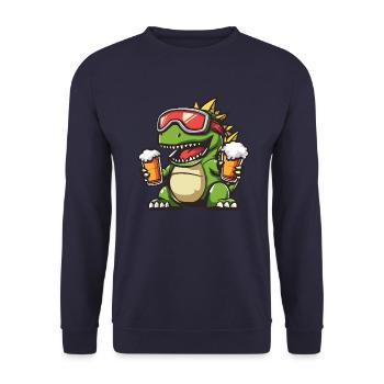 Bière après-ski dinosaure stégosaure - Sweat-shirt Unisexe - marine - Devant - Alina (178cm) & Michal (187cm)