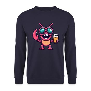 Hummer Krebs Apres Ski Bier Comic - Unisex Pullover - Navy - Vorne - Alina (178cm) & Michal (187cm)