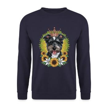 Niedliches Cartoon Design mit Norfolk Terrier - Unisex Pullover - Navy - Vorne - Alina (178cm) & Michal (187cm)