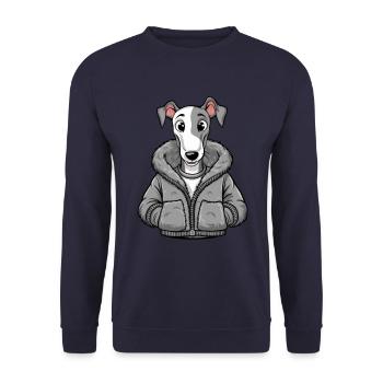 Lévrier drôle dans la conception de dessin animé - Sweat-shirt Unisexe - marine - Devant - Alina (178cm) & Michal (187cm)