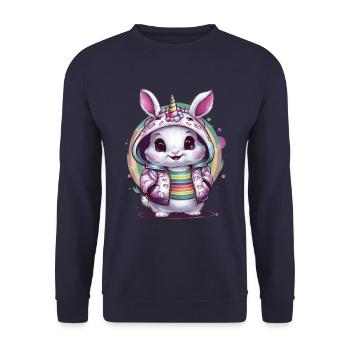 Lapin licorne kawaii - Sweat-shirt Unisexe - marine - Devant - Alina (178cm) & Michal (187cm)