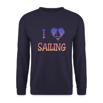 I love Sailing - Unisex Pullover - Navy - Vorne - Alina (178cm) & Michal (187cm)