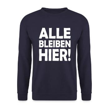Alle bleiben hier - Unisex Pullover - Navy - Vorne - Alina (178cm) & Michal (187cm)