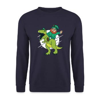 Zwerg reitet Dino - Unisex Pullover - Navy - Vorne - Alina (178cm) & Michal (187cm)