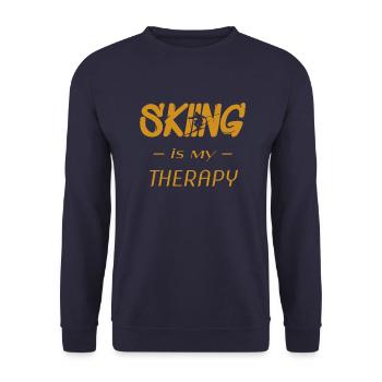 skiing is my therapy - Unisex Pullover - Navy - Vorne - Alina (178cm) & Michal (187cm)