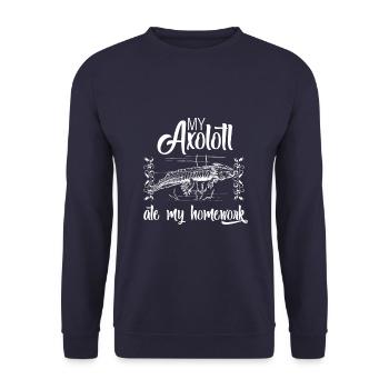 Mon Axolotl a mangé mes devoirs - Sweat-shirt Unisexe - marine - Devant - Alina (178cm) & Michal (187cm)