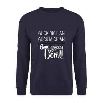 Ganz Anderes Level! - Unisex Pullover - Navy - Vorne - Alina (178cm) & Michal (187cm)