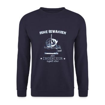 Ingenieur Diplom - Unisex Pullover - Navy - Vorne - Alina (178cm) & Michal (187cm)