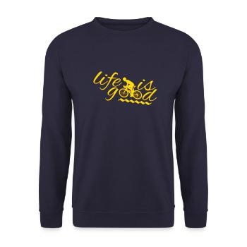 Fahrrad fahren - Unisex Pullover - Navy - Vorne - Alina (178cm) & Michal (187cm)
