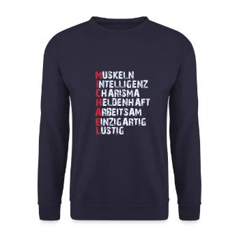 Michael - Unisex Pullover - Navy - Vorne - Alina (178cm) & Michal (187cm)