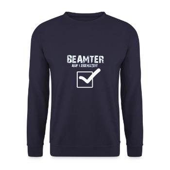 Beamter auf Lebenszeit - Unisex Pullover - Navy - Vorne - Alina (178cm) & Michal (187cm)