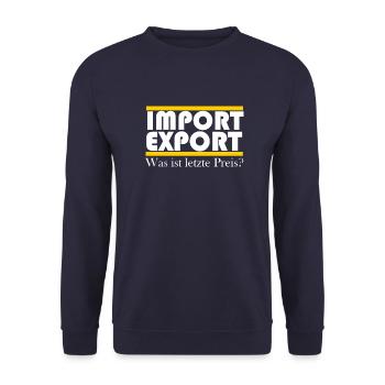 Import Export Geschäft Autohandel - Unisex Pullover - Navy - Vorne - Alina (178cm) & Michal (187cm)